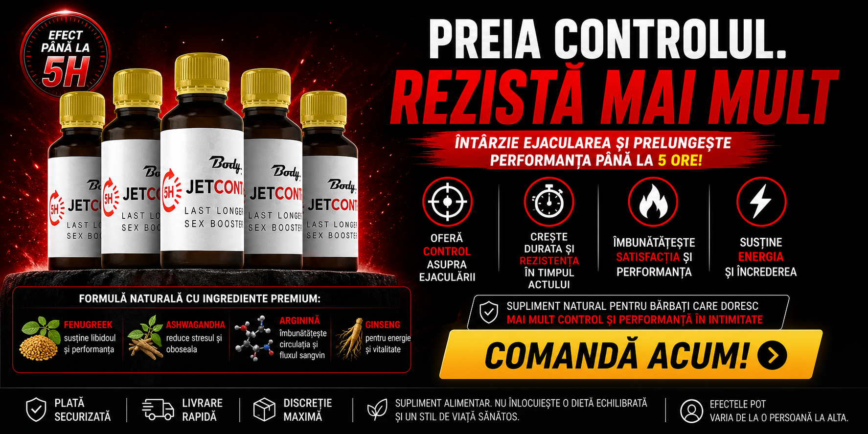 JetControl ejaculare precoce remediu - 10+5 fiole